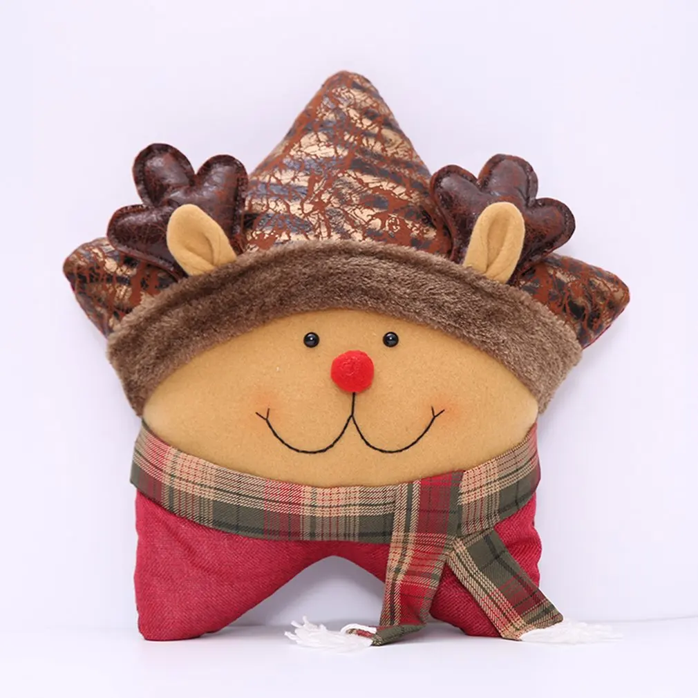 

Creative Christmas Star Pillow Santa Claus Snowman Elk for Home Bed Decoration Cute Christmas Five Star Cushion