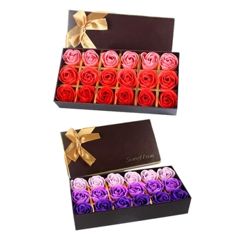 

36Pcs Creative Gradient Simulation Rose Soap Flower Red & Purple