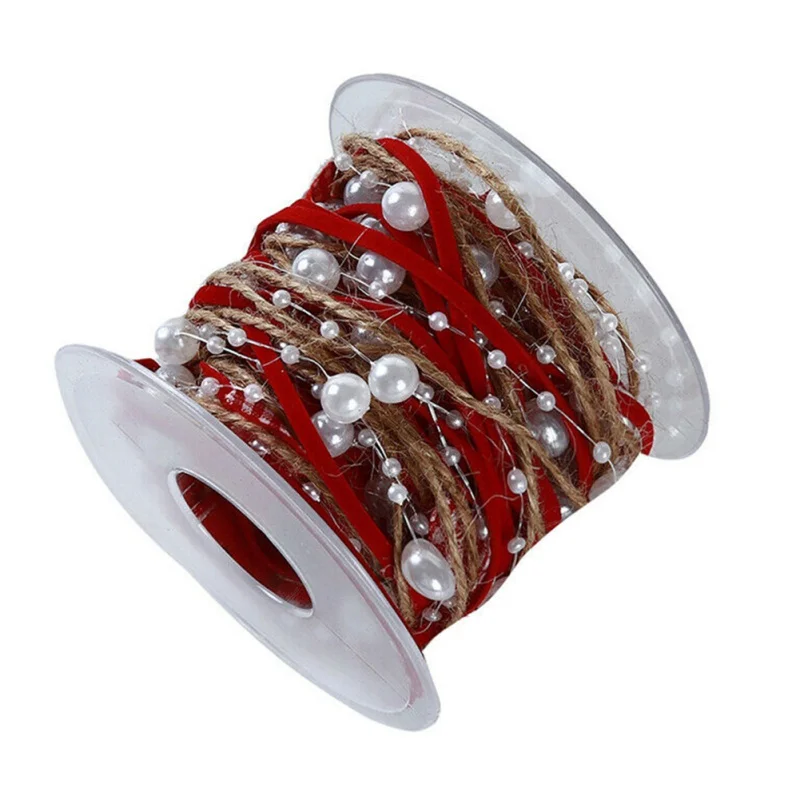 

Christmas Ribbon Five-pointed Star Bead Chain Handmade Decoration Festive Party Supplies NEW!