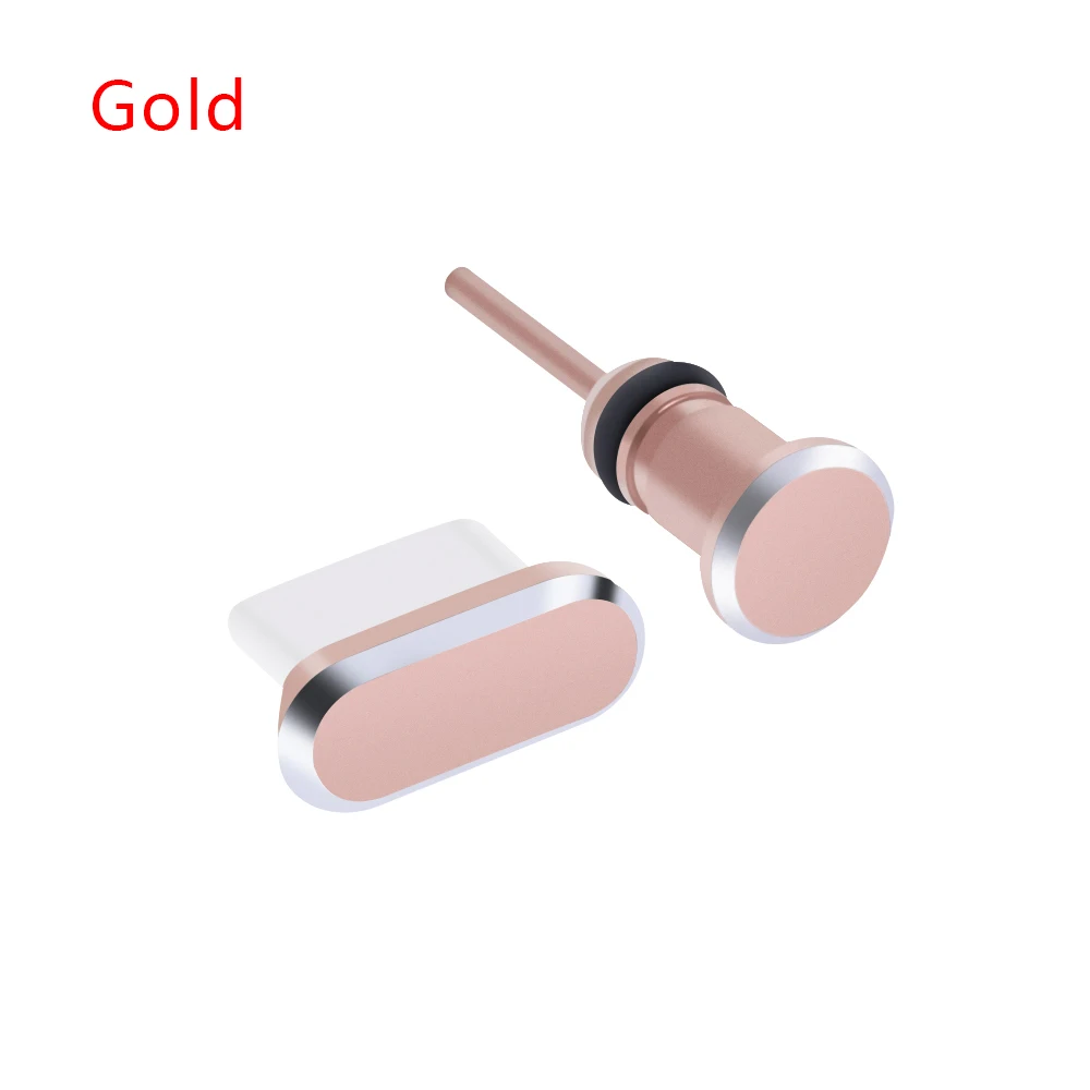 gold Хит, заглушка для наушников, с металлическим разъемом для зарядки, с разъемом типа C, с защитой от пыли, 3,5 мм, разъем для наушников, пылезащитная заглушка для samsung S10 Macbook, разъем для sim-карты - Цвет: gold