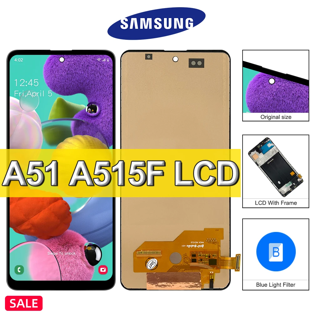 Высококачественный сенсорный ЖК-дисплей Samsung Galaxy A51 сменный с рамкой для A515F A515W