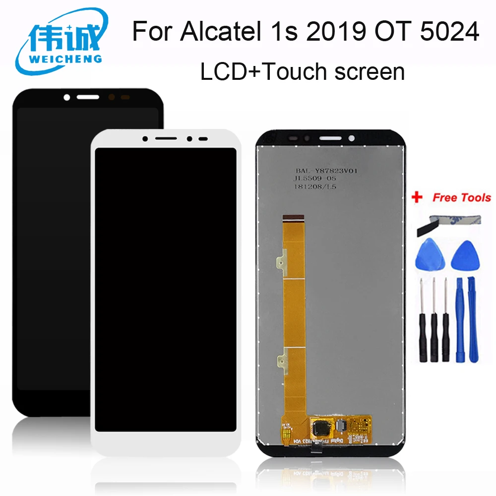 5 дюйма для Alcatel 1s 2019 5024 OT5024 ЖК-дисплей + Сенсорная панель экрана замены сотового