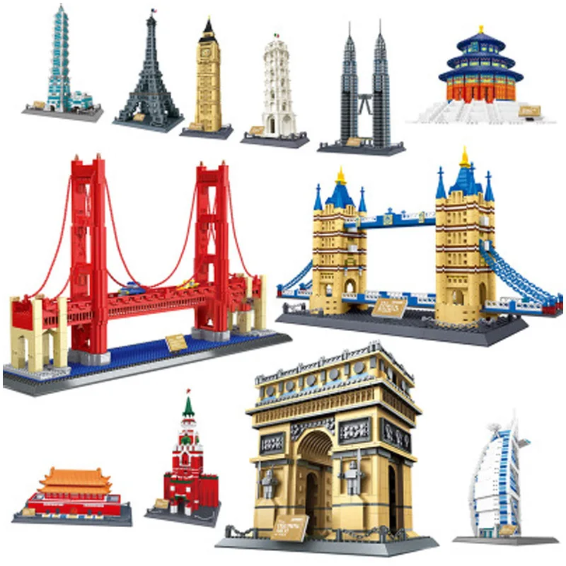 

City Famous Architecture Building Blocks compatible Legoing creator Eiffel Tower New York technic bricks diy toy for kids friend