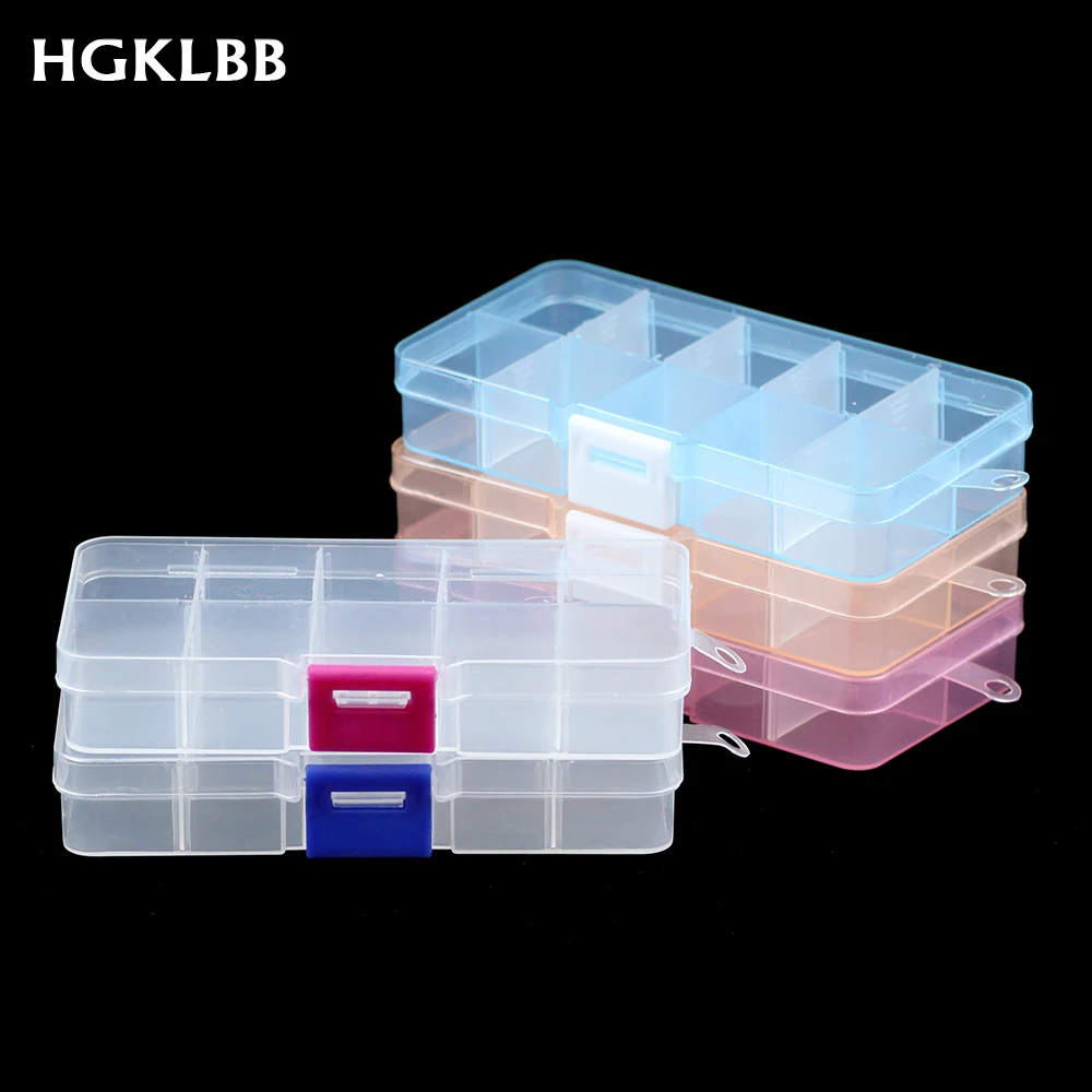 

HGKLBB Adjustable 10 Slots Plastic Storage Box packaging transparent Tool Case Jewelry box Organizer Earrings Rings Gift Boxes