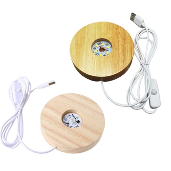 

Handmade Wood LED Light Resin Art Dispaly Base Crystal Glass Ornament Night Lamp Lighted Base Stand