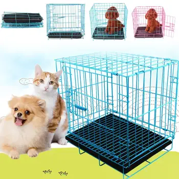 

Collapsible Foldable Pet Cage Iron Wire Dog Cat Iron Cage Door Safe Home