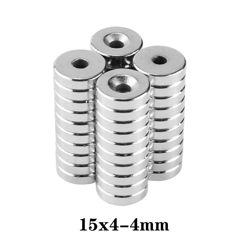 5-100pcs N35 15 x 5 mm Hole 5mm Round Neodymium Countersunk  Rare Earth Magnets 