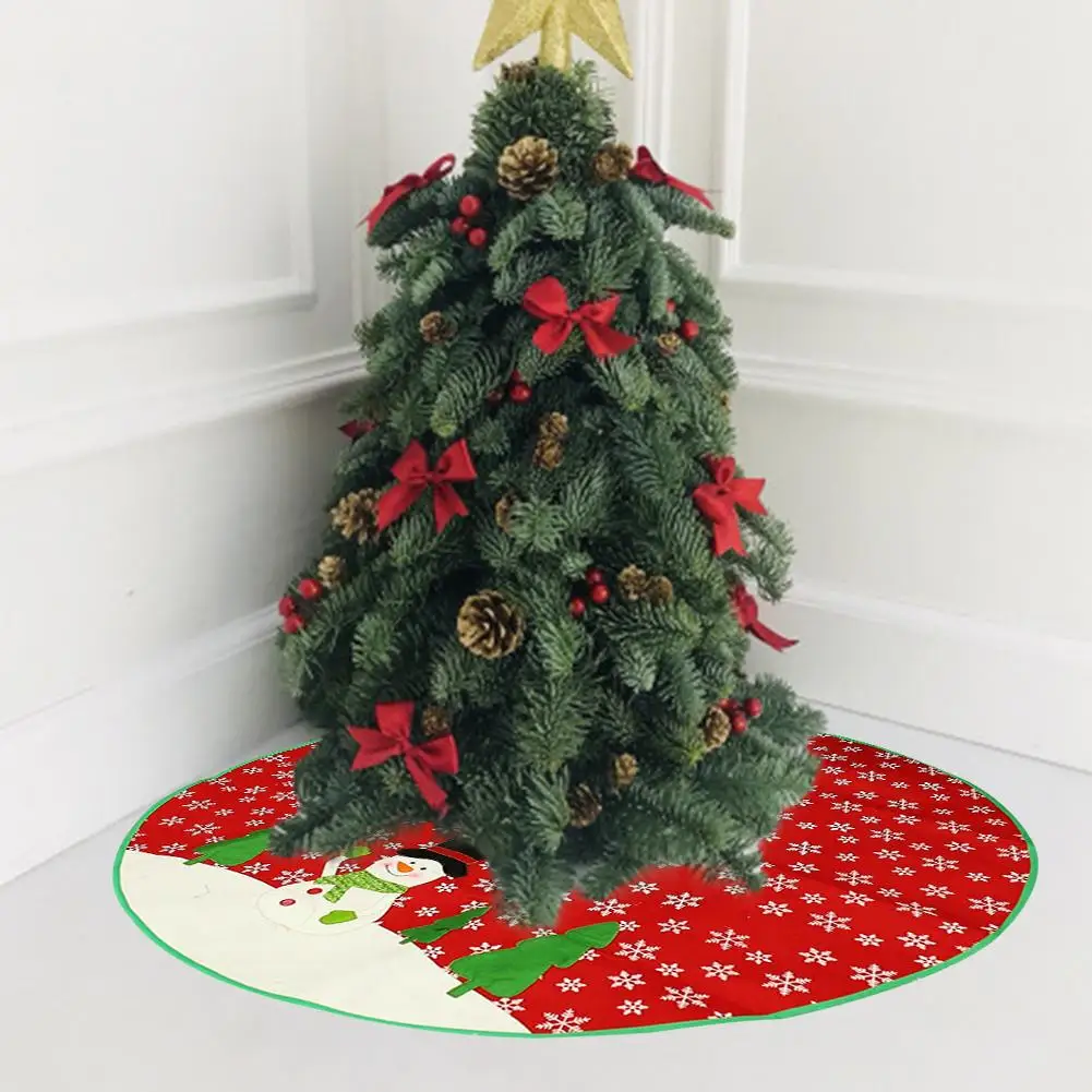 

Christmas Tree Skirts Fabric Snowman Snowflake Print Round Christmas Tree Decoration Floor Mat Carpet Home Christmas tree.