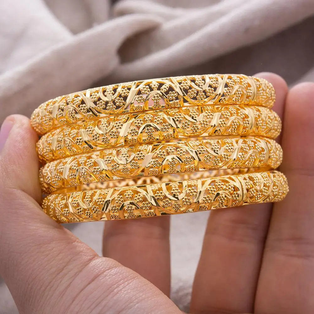 Bangle Bracelet 24K Luxury Gold Color Bangles For Women