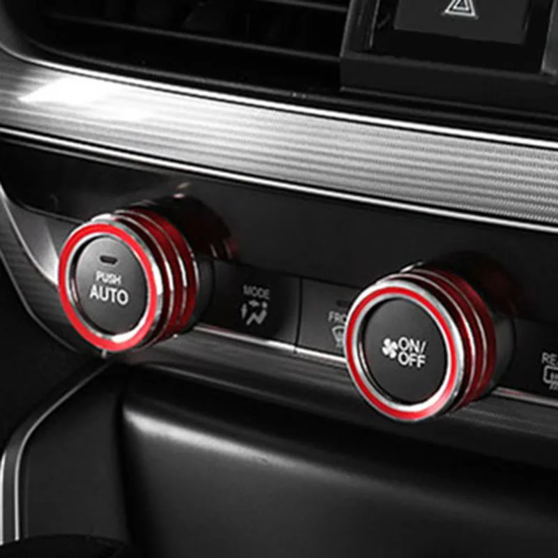 5 шт. красный Alu автомобиль AC Climate control ручка кольцо Крышка отделка для Honda Accord~ 19