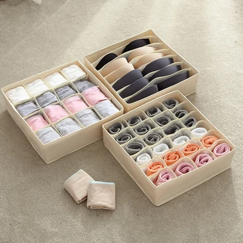 

1PCs Foldable 7/16/24 Grids Drawer Divider Bras Socks Washable Underwear Storage Box Multifunctional Home Storage Organizer