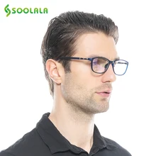 SOOLALA ультра светильник TR90 анти синий светильник очки для компьютерных игр для мужчин прозрачные линзы оптические очки Рамки Анти усталость очки