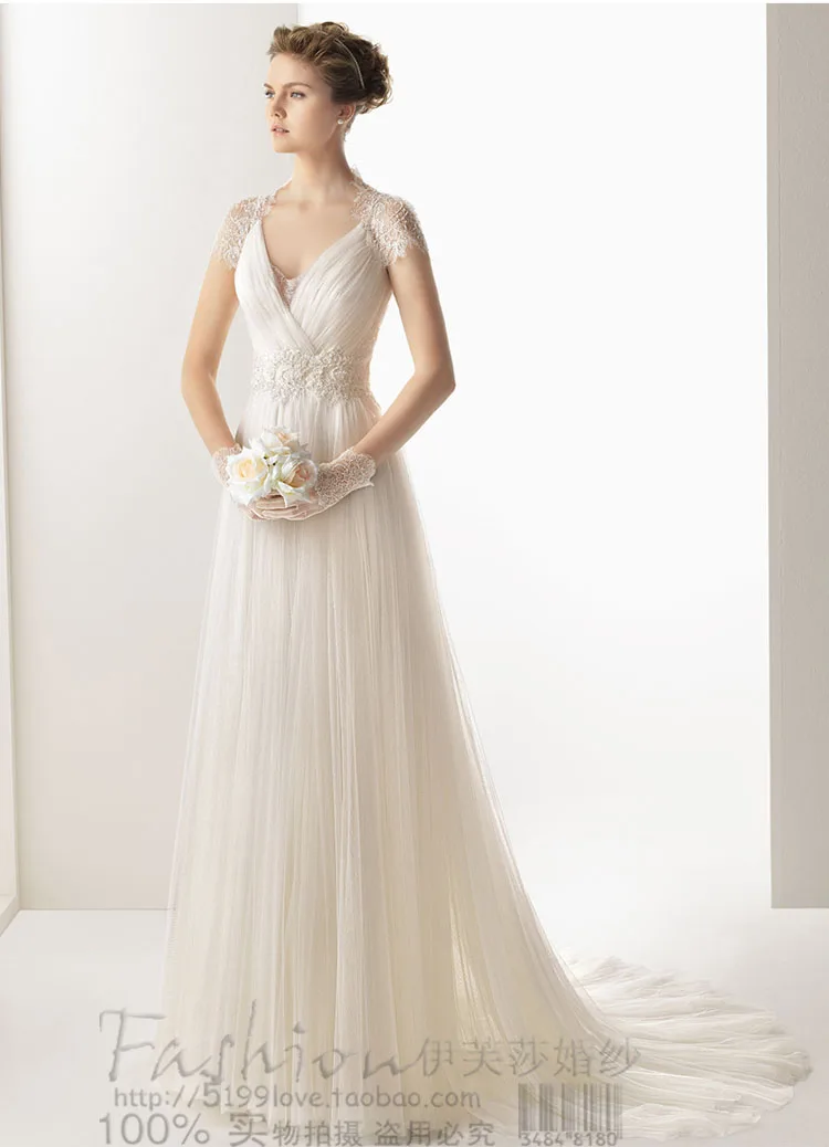 Gratis Verzending 2016 Elegante V-hals Wit Lange Prinses Sweetheat Kant Korte Mouw Empire Taille Strand Trouwjurken Bruidsjurk Gratis Verzending 2016 Elegante V-hals Wit Lange Prinses Sweetheat Kant Korte Mouw Empire Taille Strand Trouwjurken Bruidsjurk