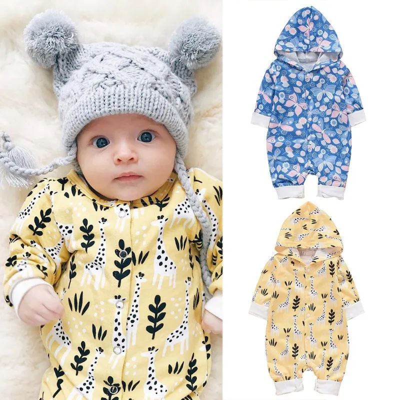 

Autumn Baby Unisex Clothes Casual Floral Print Hoodie Romper Infant Long Sleeve Jumpsuit Outfits34
