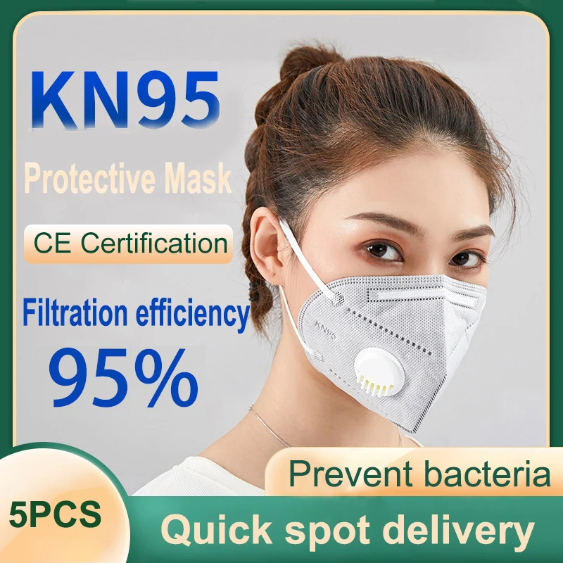 

5Pcs KN95 Mask filter Bacteria Proof N95 Particulate Mouth Respirator Masks anti-dust anti-fog Anti PM2.5 Safety Protective Mask