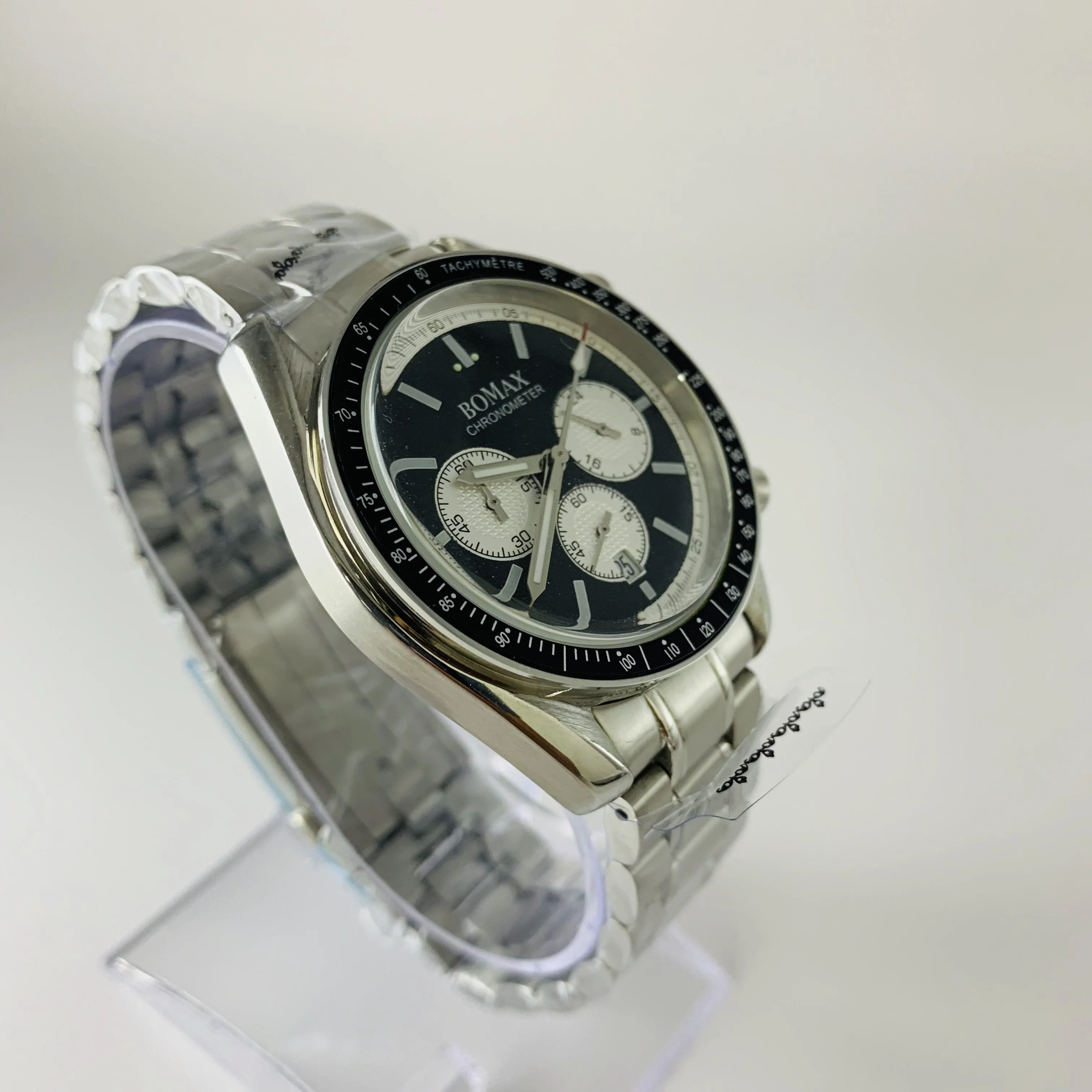 Мужские часы 42 мм с хронографом, светящийся Японский miyota OS20, Мужские t кварцевые часы с датой, стальной ремешок, браслет с черным ободком, водонепроницаемые часы