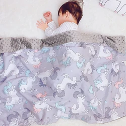 Manta de algodón suave con estampado de oso y unicornio para bebé, ropa de cama térmica transpirable con burbujas 3D, para cuna de bebé y cochecito