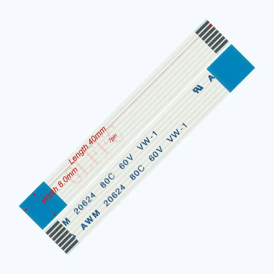 7pin 1 0 шаг 40 мм-1580 мм B-Тип Гибкий плоский кабель FFC awm 20624 ROHS для TTL LCD DVD Компьютера |