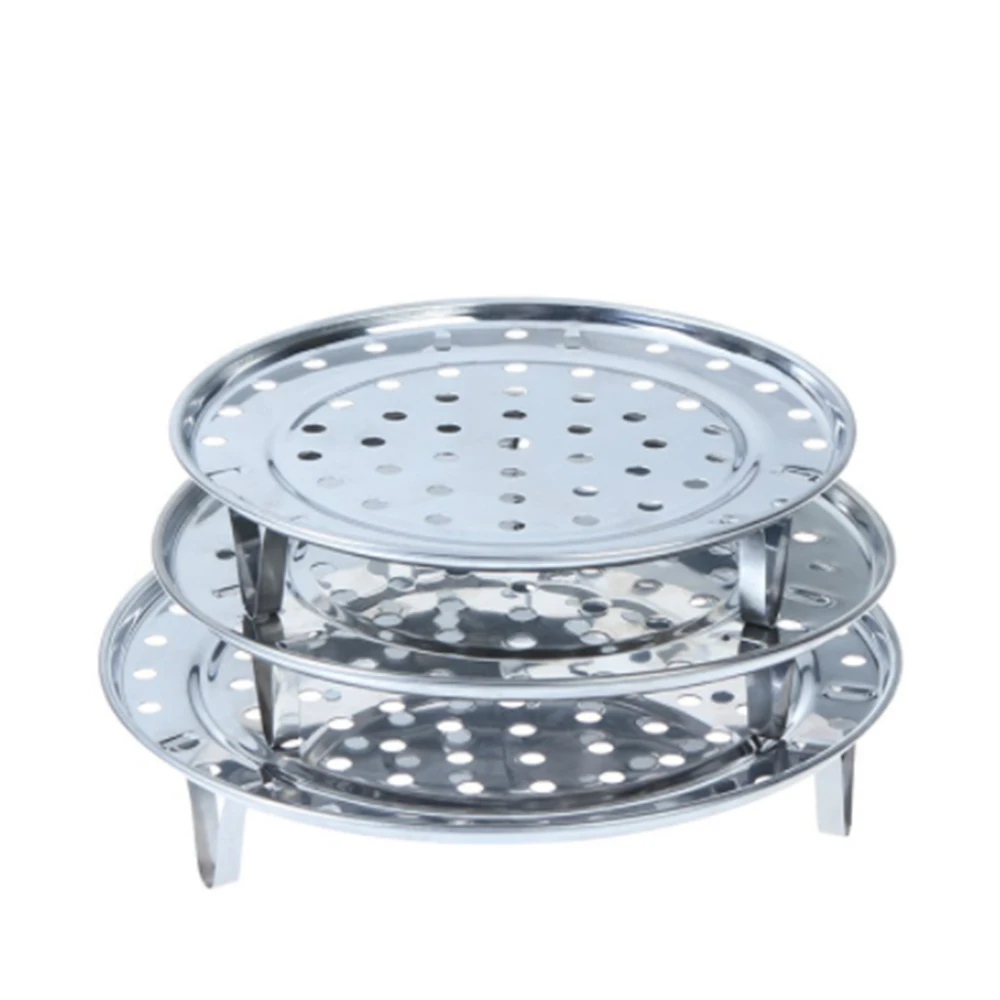 AMACOAM Steamer Rack Round Stainless Steel Steam Rack Steaming Rack Stand Steam Tray Round Steamer Rack with Removable Legs Steaming Stand Home Kitchen Cooking 20cm 22cm 26cm 3 Pack Silver 