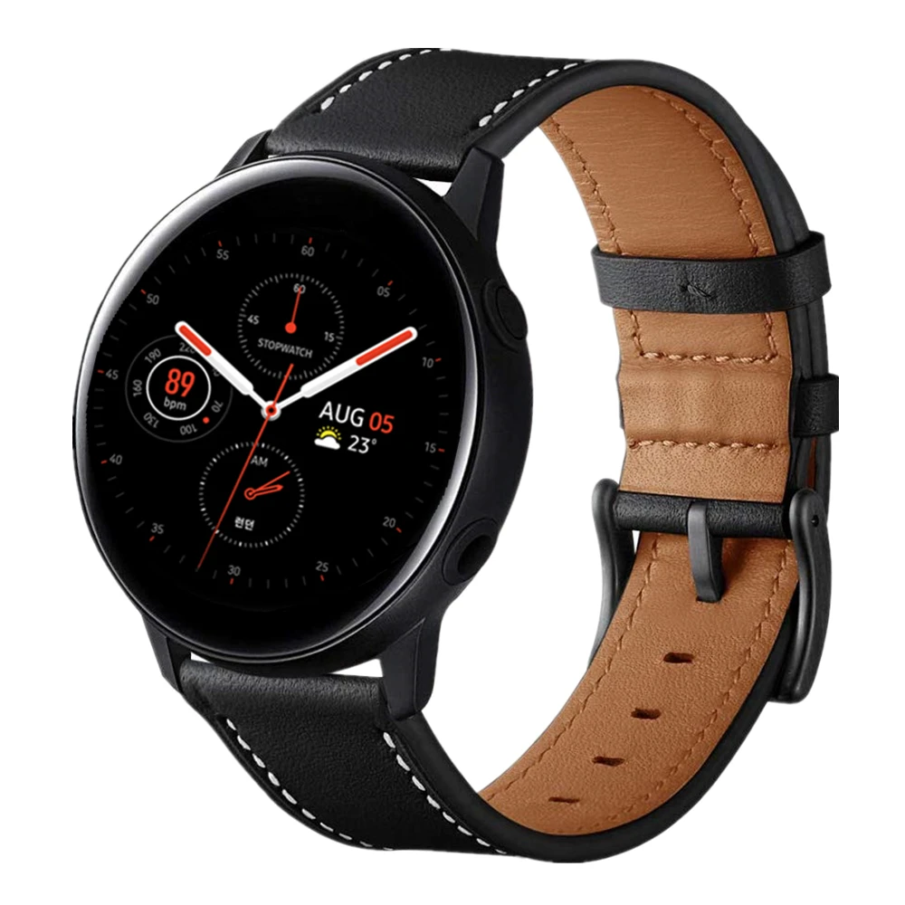 

Watchband for Samsung Galaxy Watch Active 2 40mm 44mm Band 20mm Genuine Leather Wristband strap for Gear sport bracelet belt