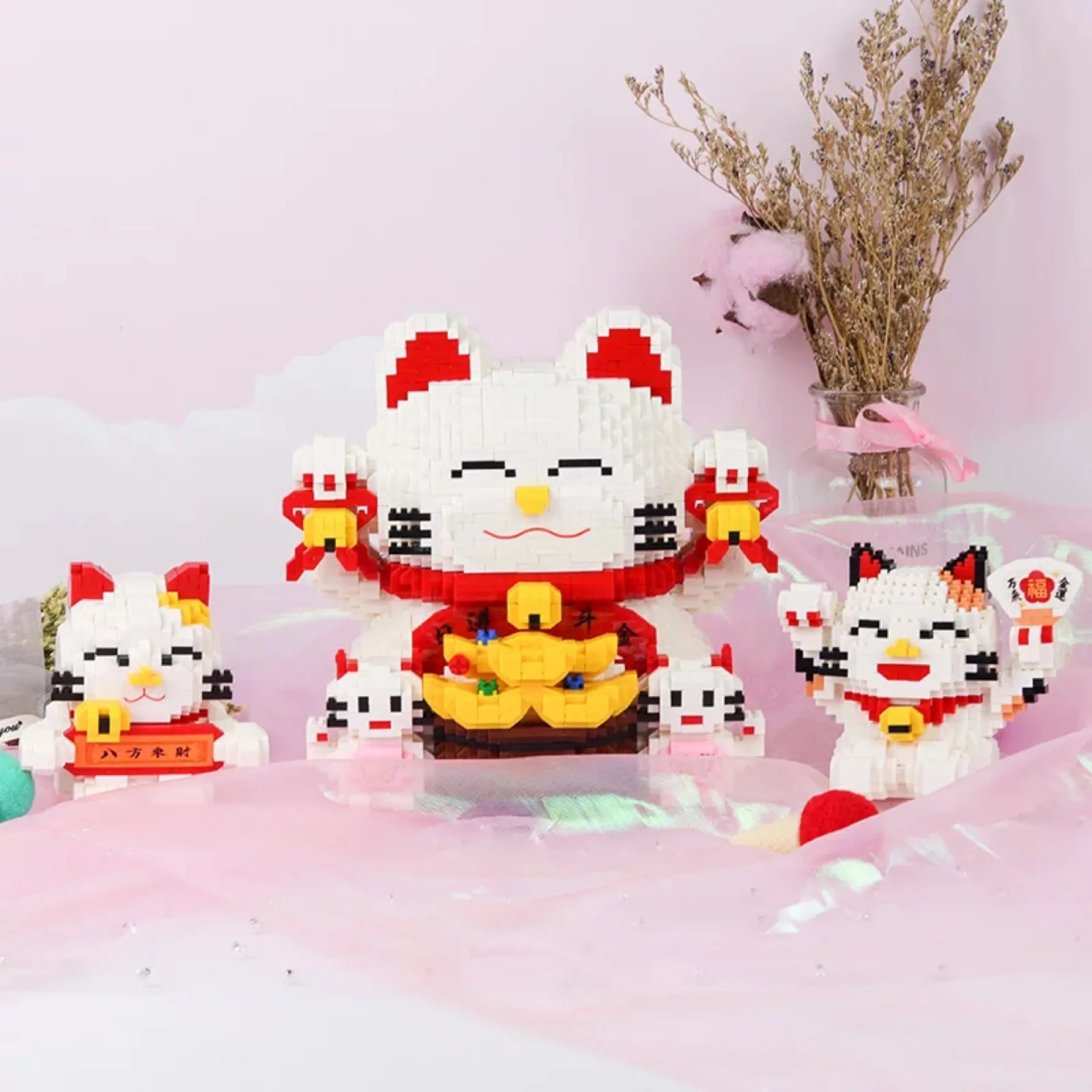 

HC New Products Small Particles of Diamond Building Blocks Assembled Educational Toy Large Lucky Cat Coin Bank 9883