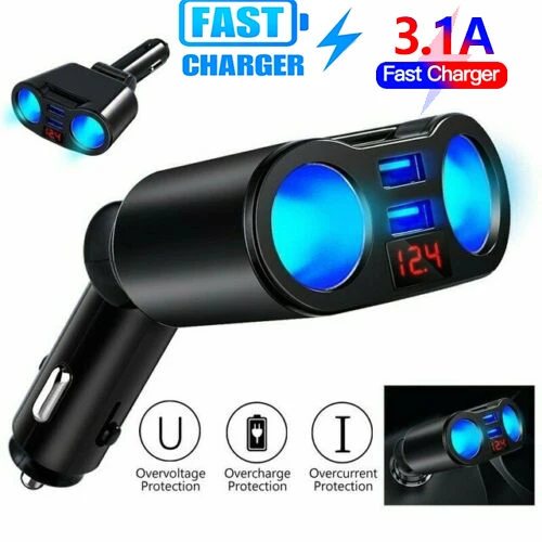 Автомобильный прикуриватель USB разветвитель адаптер вилок для телефона MP3 DVR 5V 3.1A