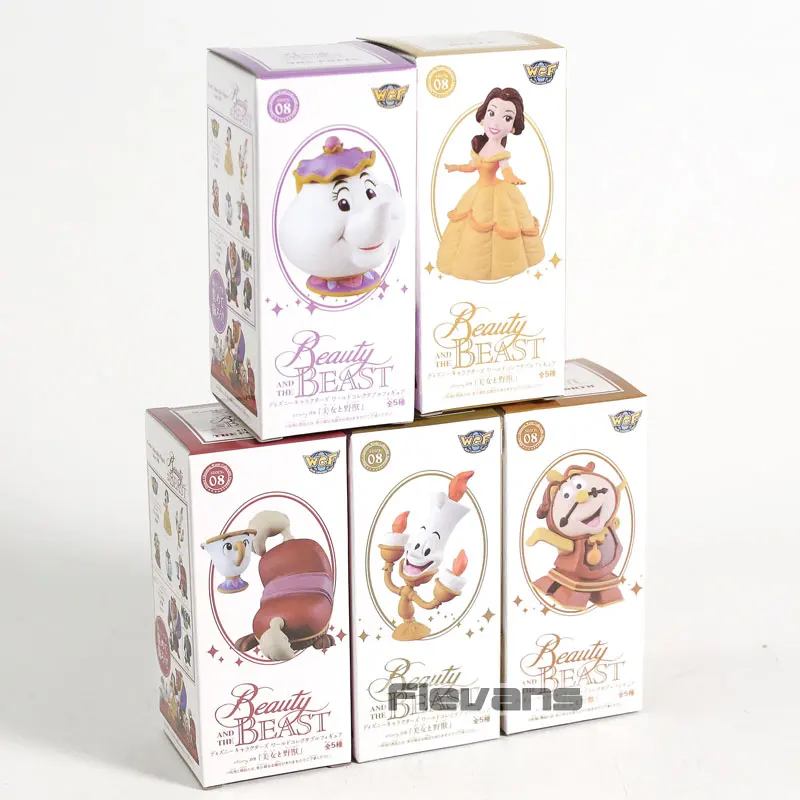 WCF Красавица и Чудовище Belle Cogsworth Mrs. Pott Lumiere мини ПВХ Фигурки коллекционные игрушки 5 шт./компл