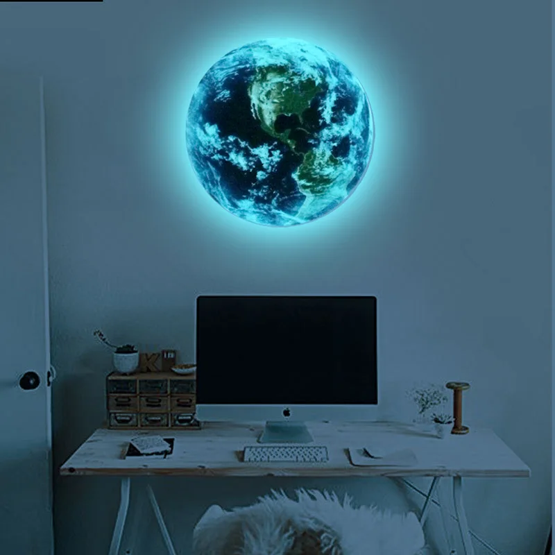 Luminous Blue Earth 3D Wall Sticker For Kids Room Bedroom Sticker Home Decors 