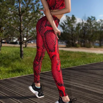 

Snake pattern suit red snake pattern Pants women fashion sexy little feet Yoga Pants women