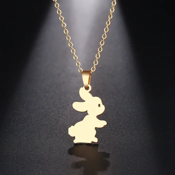 

DOTIFI Stainless Steel Necklace For Women Man Cute Bunny Rabbit Choker Pendant Necklace Engagement Jewelry