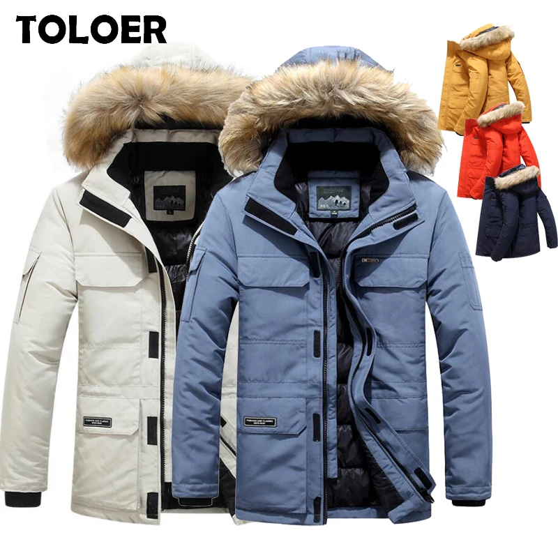 Jackets Coats Parkas Hooded Multi-Pocket Thick Winter Fashion Mens Plus-Size Cotton Casual