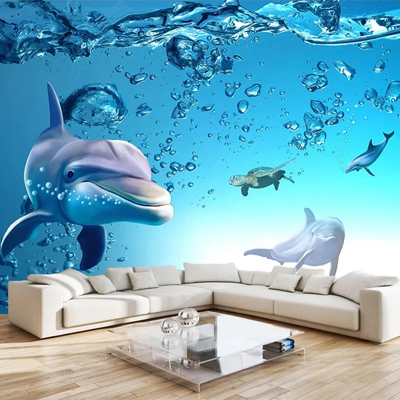 Пользовательская фотография синий океан 3D Дельфин водонепроницаемый холст