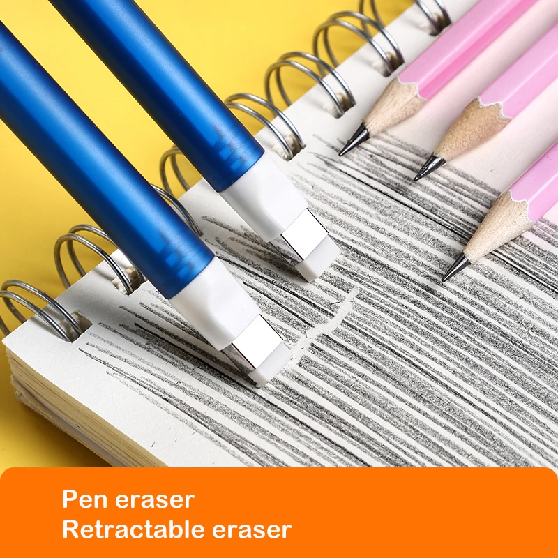 Pencil Rubber Retractable Press Eraser School Stationery Deli Erasers
