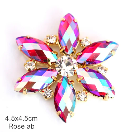 Rose AB-4.5cm 1 шт., стразы для шитья конского глаза с золотым основанием, стразы для шитья, аппликация для свадебного платья Y3662 - Цвет: Rose AB-4.5cm