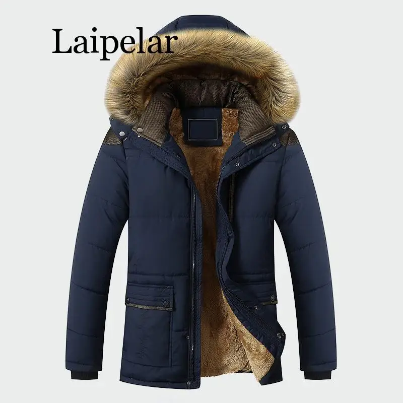 Laipelar, зимняя мужская куртка, брендовая одежда, модная, повседневная, тонкая, толстая, теплая, мужские пальто, парки с капюшоном, Длинные мужские пальто