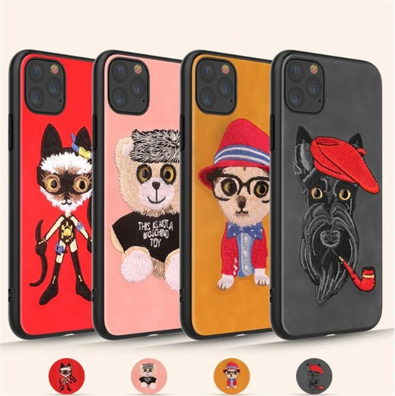 Новый чехол для iphone 11 pro max телефона с вышивкой собаки 6 6s 7 8 plus и x xr xs | Мобильные