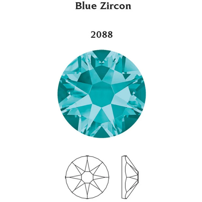 Blue Zircon YANRUO/2088 Стразы со стразами, горячая фиксация, стразы, стеклянные камни, кристаллы, свадебные аксессуары для обуви, танцев - Цвет: Blue Zircon