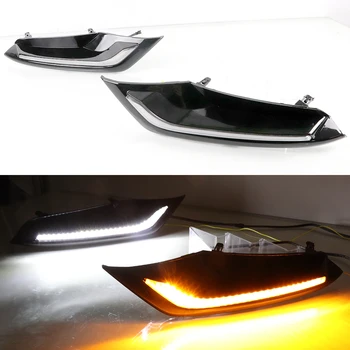 

CSCSNL 1 Pair DRL 12V LED car Driving daytime running light fog lamp with flow yellow turn Signal for Mazda 3 Axela 2019 2020