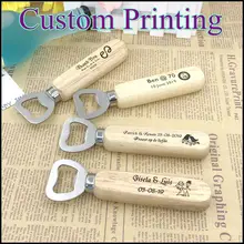 200 шт./лот)+ индивидуальная печать деревянная ручка открывалка для бутылок с нержавеющими стальными верхними Открывалками для свадебной вечеринки