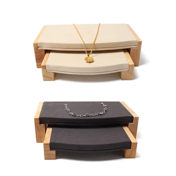 

2 Pieces /set Wooden bracelet bangle Pendant Ring display stand with microfiber