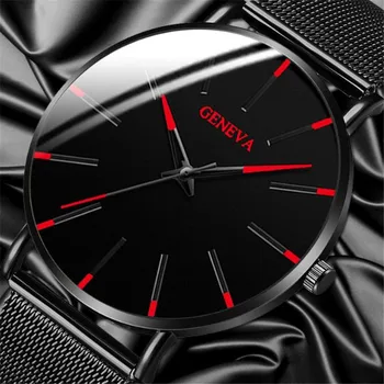 

Luxury Fashion Mens Minimalist Watches Ultra Thin black Stainless Steel Mesh Band Watch Men Business Casual Analog Quartz clock