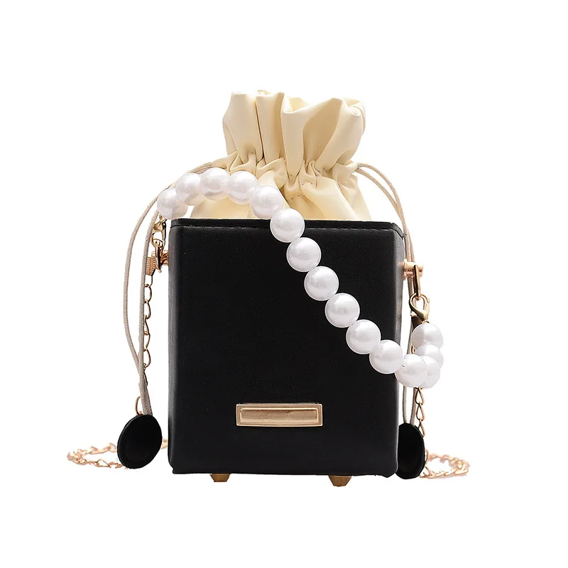 Pearl Women's Small Handbag 2021 New Chain Shoulder Bag Leather Fashion Luxury Woman Wallet Designer Bucket Bag Free Shipping 7