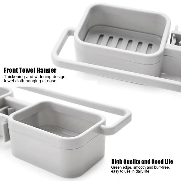 Newest Storage Organizer for Kitchen Sink Faucet Sponge Soap Cloth Drain Rack Holder Shelf No Drills Required