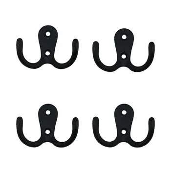

10pcs 2-Pronged Coat Hooks Wall-mounted 2 Hole Towel Hanger for Coats Hats Clothing(Black)