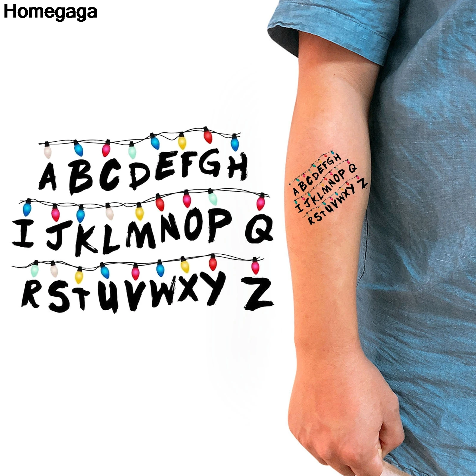 Homegaga 3 шт. Stanger things letter diy хип хоп вентиляторы подарки ручной временный боди-арт Татуировка на плечо стикер вечерние Косплей D2259