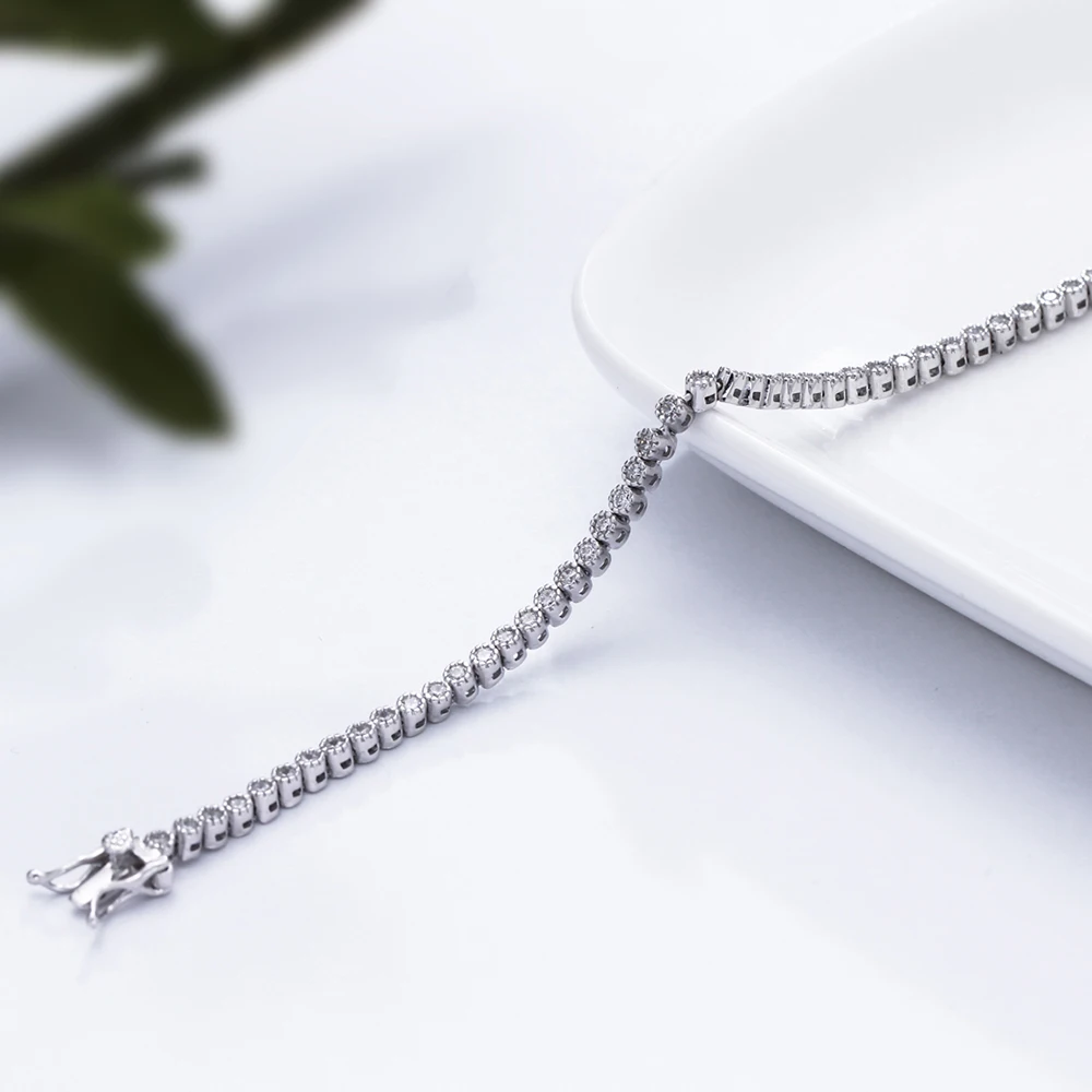Made By Real Sterling Silver 17-19 CM Tennis Bracelets Jewelry Setting 2mm Stunning Zircon Luxury Solid 925 Jewellery