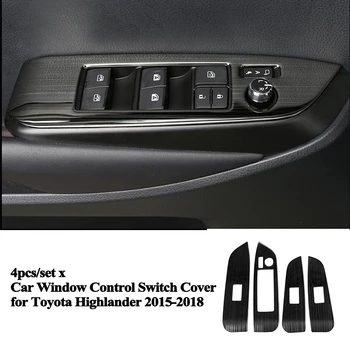 

4pcs/set Car Window Control Switch Panel Cover Trim Decoration Sticker Styling Car Accessories for Toyota Highlander 2015-2018