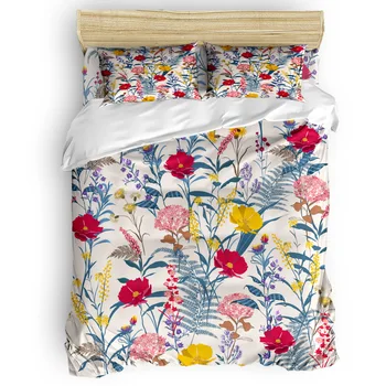 

Home Comforter Bedding Set Colorful Flowers Leaves Plant Pattern Bedding Set 4 Pcs Duvet Cover Bedding Set Luxury