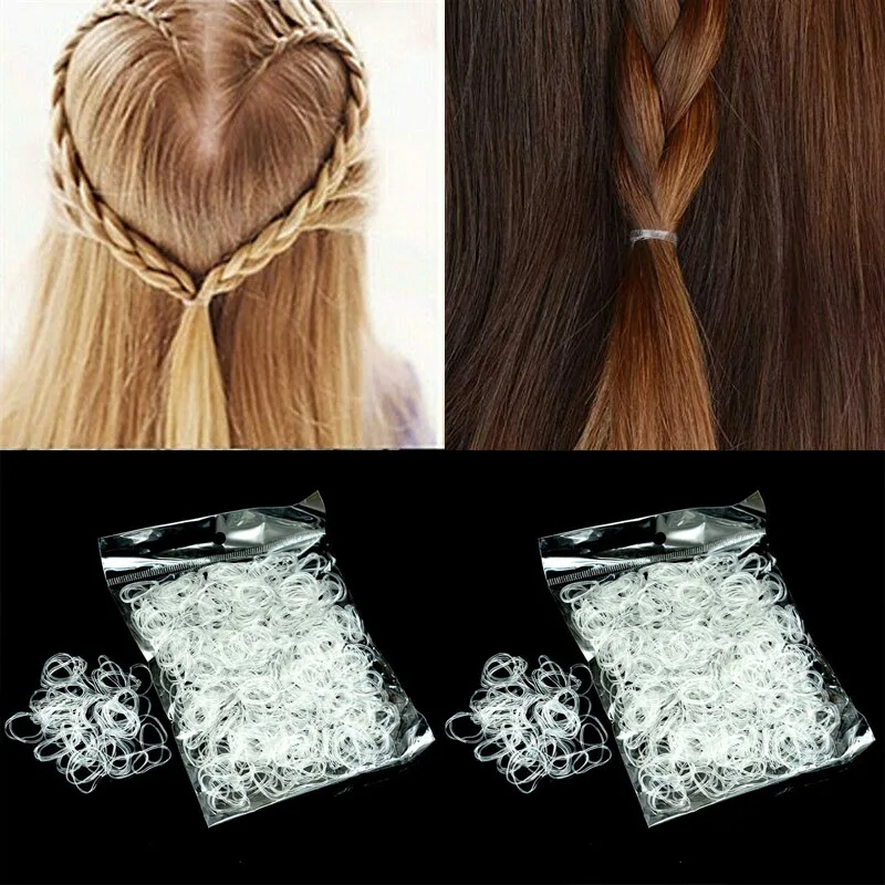 

200/500/1000pcs Transparent Ponytail Holder Elastic Rubber Hair Bands Rope Hair Ties Hairband Women Girls Accessories