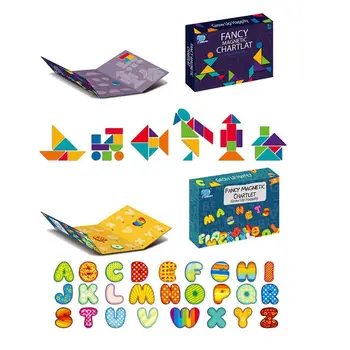 

Children Magnetic Puzzle Foldable English Letter Geometry Pair Making Puzzles